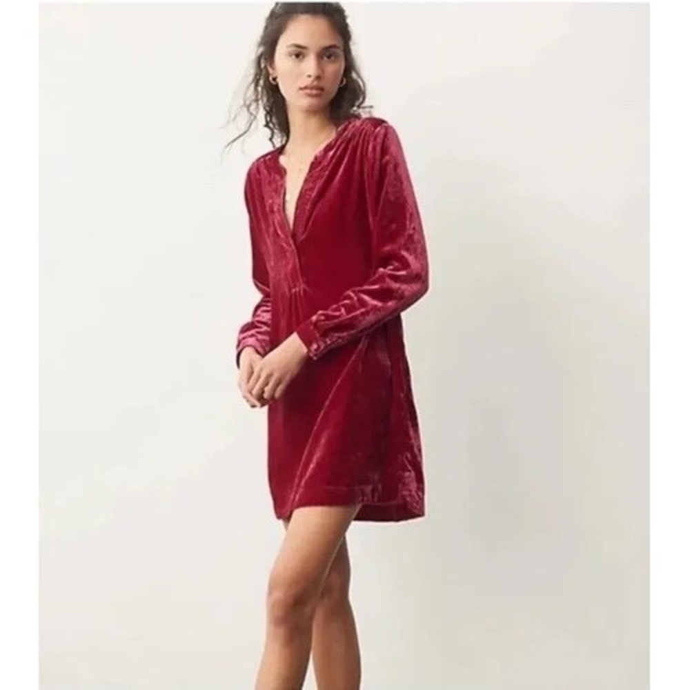 Anthropologie Melody Velvet Tunic Dress Burgundy Vamp Fairy Grunge Mini Small‎